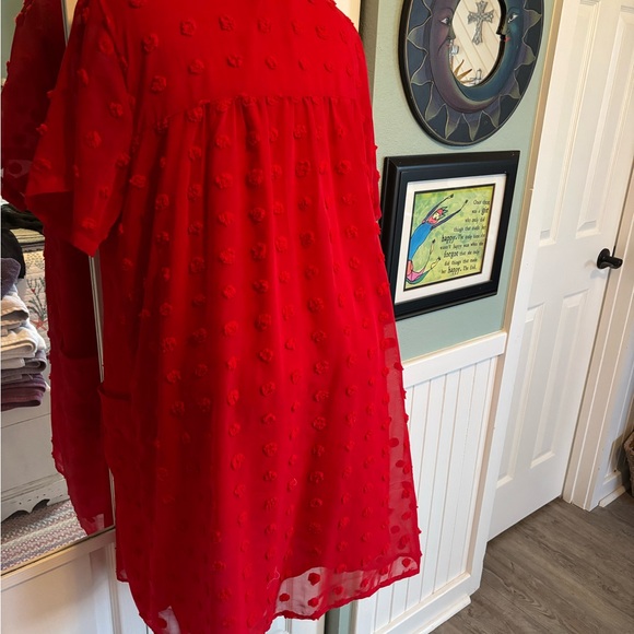 Red polka dot shift dress with pockets - Picture 7 of 8